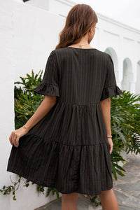 COURNTEY | TIE-NECK RUFFLE DRESS